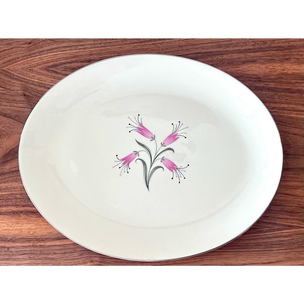 Big Pay-Off by Homer Laughlin 13” Oval Serving Platter Floral Plate Rare